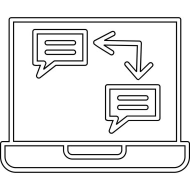 Sohbet baloncuğu ikonu vektör illüstrasyon grafik tasarımı olan dizüstü bilgisayar