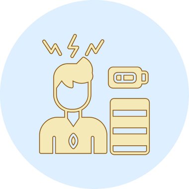 Dizüstü bilgisayarı ve kitap ikonu olan adam, illüstrasyon