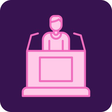 konferans toplantı simgesi, ana hatlı vektör illüstrasyonu