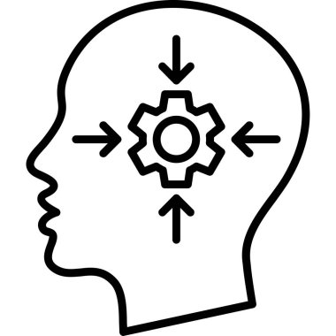 Dişli simgesi olan insan kafası, ana hat biçimi