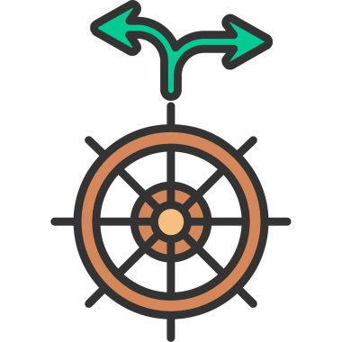 Tekerlek ikonu. Beyaz arkaplanda izole edilmiş tekerlek vektör simgesinin düz çizimi