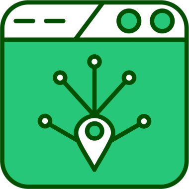 GPS harita simgesi. Çizgi haritası konum vektör rengi düz izole