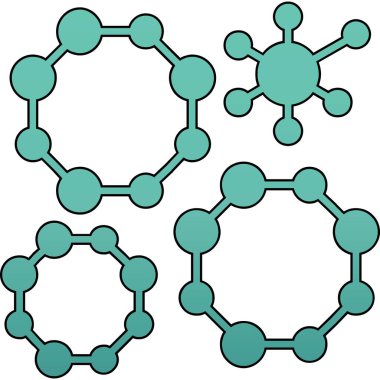 Kimyasal moleküller simge renk ana hatları vektörü