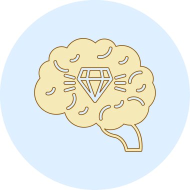 Elmas ile beynin vektör simgesi