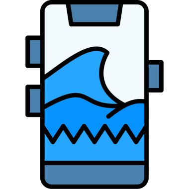 Okyanus ve deniz çizgisi simgesi, dalgalar ve deniz