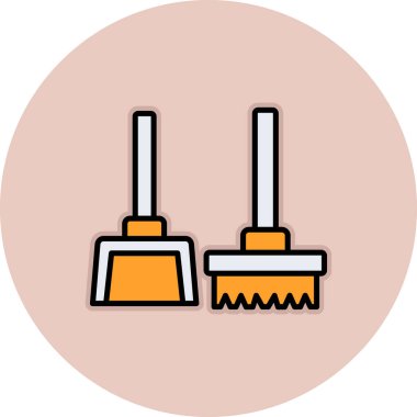 süpürge simgesi temizleme, vektör illüstrasyonu