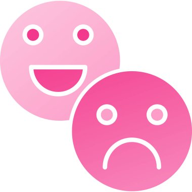 Üzgün yüz pembe ve kırmızı düğmeli