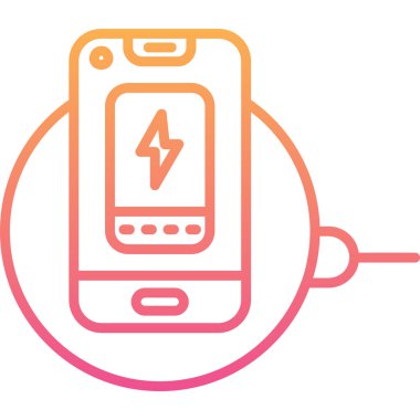 Şarj pili takılı. ince çizgi biçimi