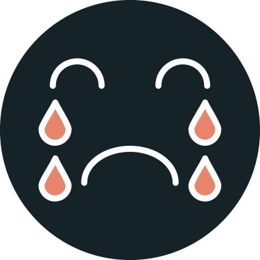üzgün emoji düz simgesi, vektör, illüstrasyon