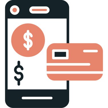 mobil ödeme düz simgesi, vektör, illüstrasyon, çevrimiçi ödeme