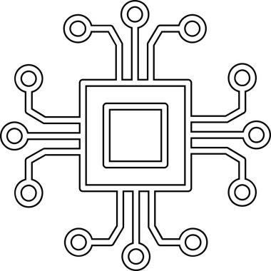 işlemci simge vektör çizim