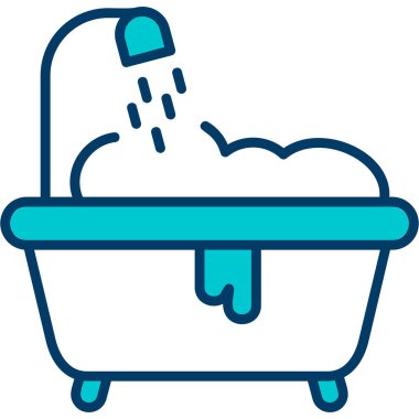 Banyo küveti simgesi ana hatlarıyla.