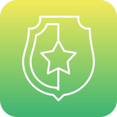 Yeşil çizgi simgesi olan kalkan, vektör illüstrasyonu