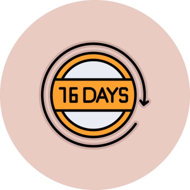 16 gün kaldı, düz simge kalan günler, vektör illüstrasyonu.