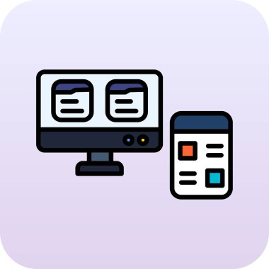 bilgisayar izleme simgesi, vektör illüstrasyonu