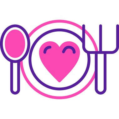 Kaşık ve çatallı bir kalbin vektör çizimi