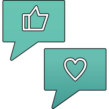 Beyaz arka planda izole edilmiş kalp ikonu olan mavi ve pembe çizgi konuşma balonu. Sevgililer Günü sembolü. Aşk işareti, 8 Şubat. Renkli özet kavramı..