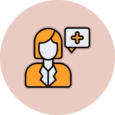 Artı işareti olan kadın çalışan. dişi avatar.