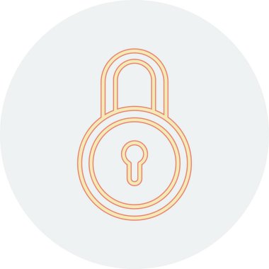 Asma kilit simgesi. İnce çizgi çizimi. Çember tasarımı vektör izole