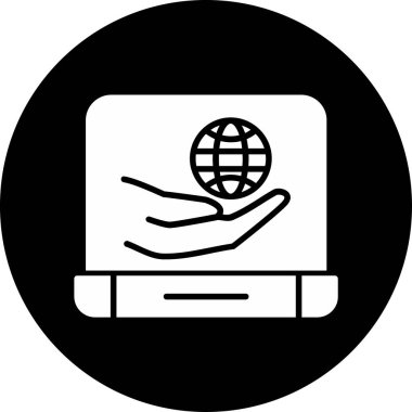 Dünya simgesi, vektör tasarımı olan dizüstü bilgisayar