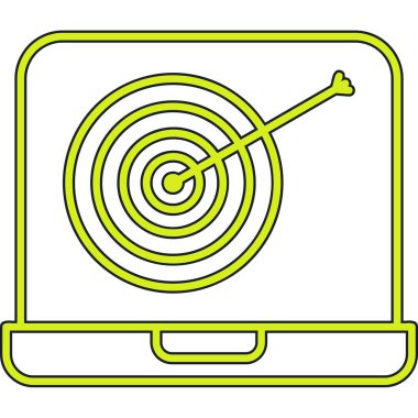 Hedef simgeye sahip dizüstü bilgisayar, vektör illüstrasyonu