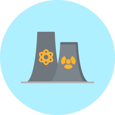 Nükleer ve güç ikonunun vektör çizimi. Hisse senetleri için nükleer ve nükleer sembollerin toplanması.