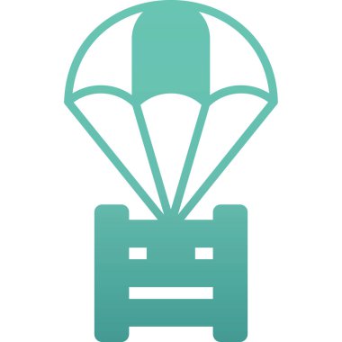 Sıcak hava balonu ikonu. vektör biçimi düz ikonik semboller, yuvarlak açılar, yumuşak mavi renk, beyaz arkaplan.