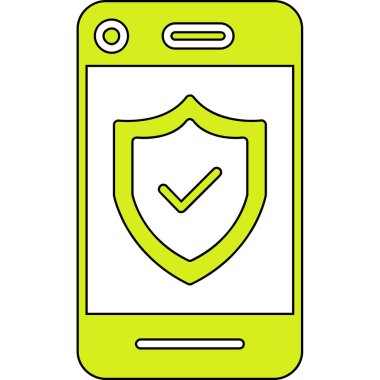 Kalkan simgesi ile akıllı telefon, özet biçimi