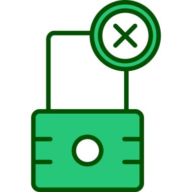 Bir asma kilidin yeşil ve mavi renk simgesinin vektör çizimi