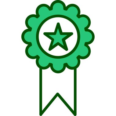 Yıldız rozet simgesi renk ana hatları vektörü