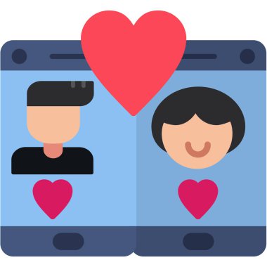 Kalp vektör çizimi tasarımı olan iki aşık.