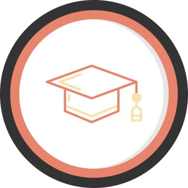 Diplomalı bir mezuniyet şapkasının vektör çizimi.