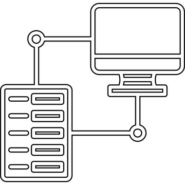 Bilgisayar sunucusu veri simgesi ana hat biçiminde