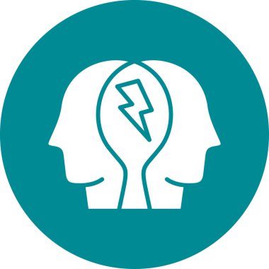 Beyin ampulü vektör çift renk ikonu. resim biçimi mavi, kobalt ve gri arkaplan içerisindeki düz simge sembolüdür..