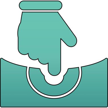 Bir bavul simgesi ile el, vektör illüstrasyonu