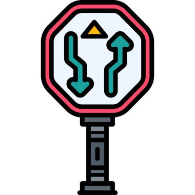 Trafik ışığı simgesi renk ana hatları vektörü