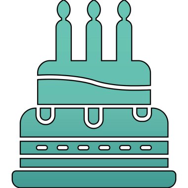 Pasta doğum günü pastası simgesi - taslak biçiminde