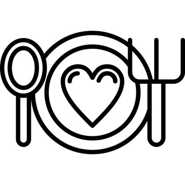 Kalp çizgisi ve ikon vektör illüstrasyonlu kaşık