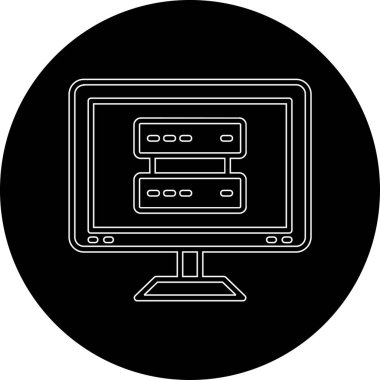 Bilgisayar monitörü simgesi. Web tasarımı için basit bir bilgisayar vektör simgesi çizimi