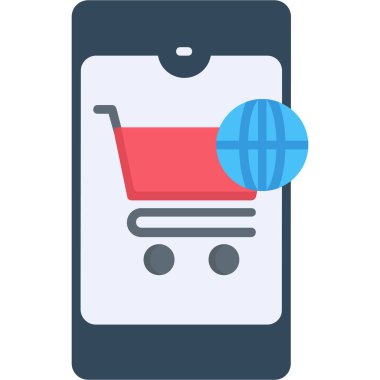 mobil ticaret renkli vektör simgesi