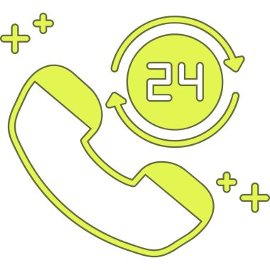 Gri telefon 24 saat destek ikonu beyaz ve beyaz arka planda izole edildi. Tüm Müşteri Destek Merkezi. Tam zamanlı arama. vektör