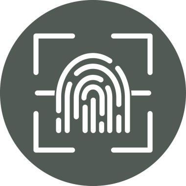 Beyaz arkaplanda izole edilmiş ana hat biçiminde parmak izi simgesi. parmak izi sembolü çizimi.