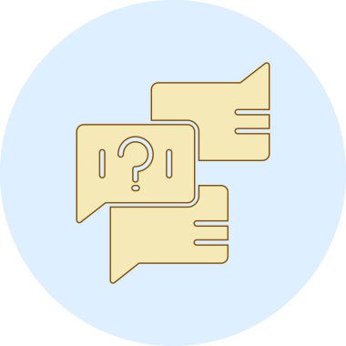 Soru işareti simgesiyle el. Düz renk tasarımı. vektör illüstrasyonu.