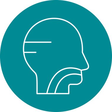 Beyin kafa vektör simgesi. biçim düz çizgi grafik sembolü, yumuşak mavi renkler, beyaz arkaplan.