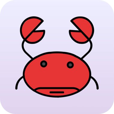 Bir yengecin kırmızı kare çizgi simgesi