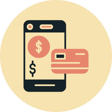 mobil bankacılık düz simgesi, vektör, illüstrasyon