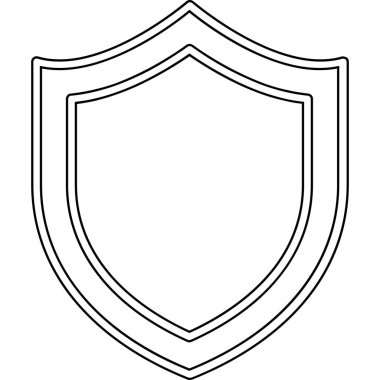 Beyaz arkaplanda kalkan simgesi, vektör illüstrasyonu