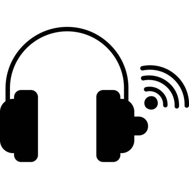 Kulaklık ikonu. Basit siyah ve beyaz vektör çizimi