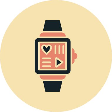 kalp saati ikon vektör illüstrasyonu