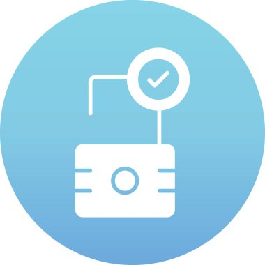 Bir kasanın mavi yuvarlak simgesinin vektör çizimi